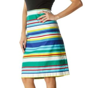 Talbots Striped A-Line Rainbow Cotton Skirt Size 6
